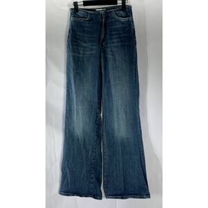 ZARA Women's Blue Denim Wide-Leg Mid-Rise Baggy Jean SZ 0